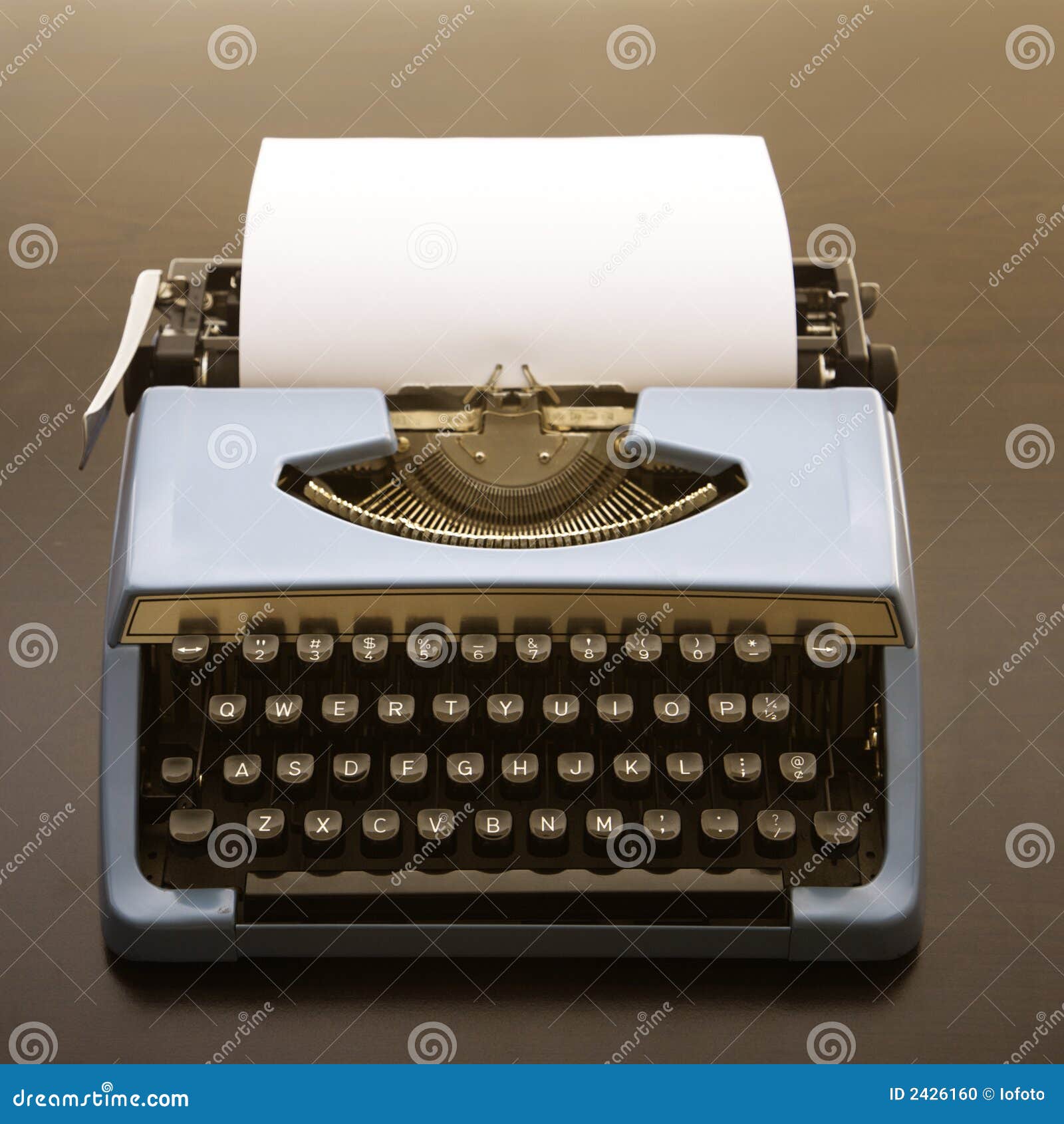 Antique Typewriter With Aged Textured Paper Sheet Stock Photo