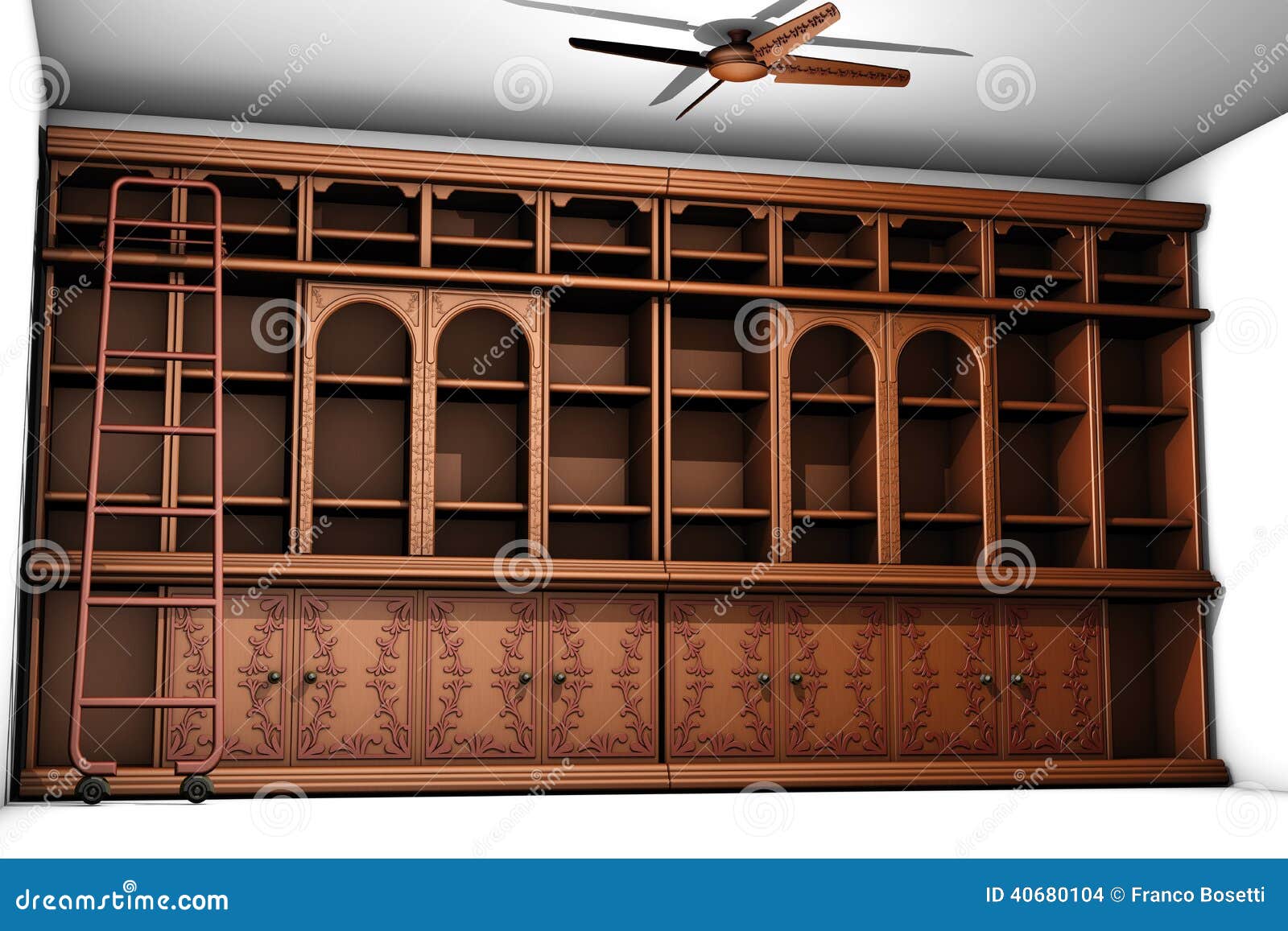 Oldfashioned Wooden Bookcase Stock Illustration Illustration of
