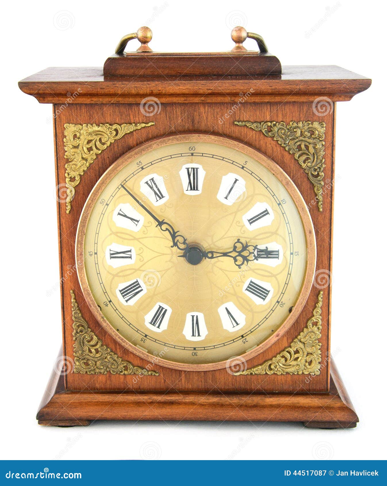 An Old Fashioned, Wooden Clock. Stock Image Image of trim, hour 44517087