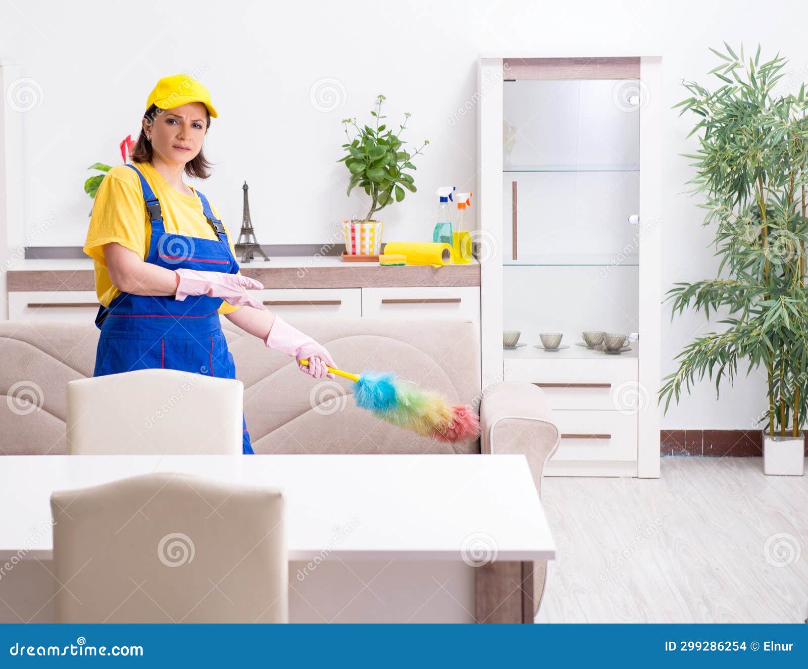 Old Female Contractor Doing Housework Stock Photo Image of