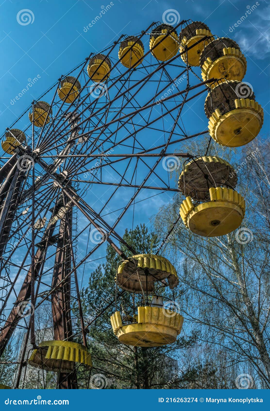 old ferris wheel in the ghost town of pripyat. consequences of the accident at the chernobil nuclear power plant