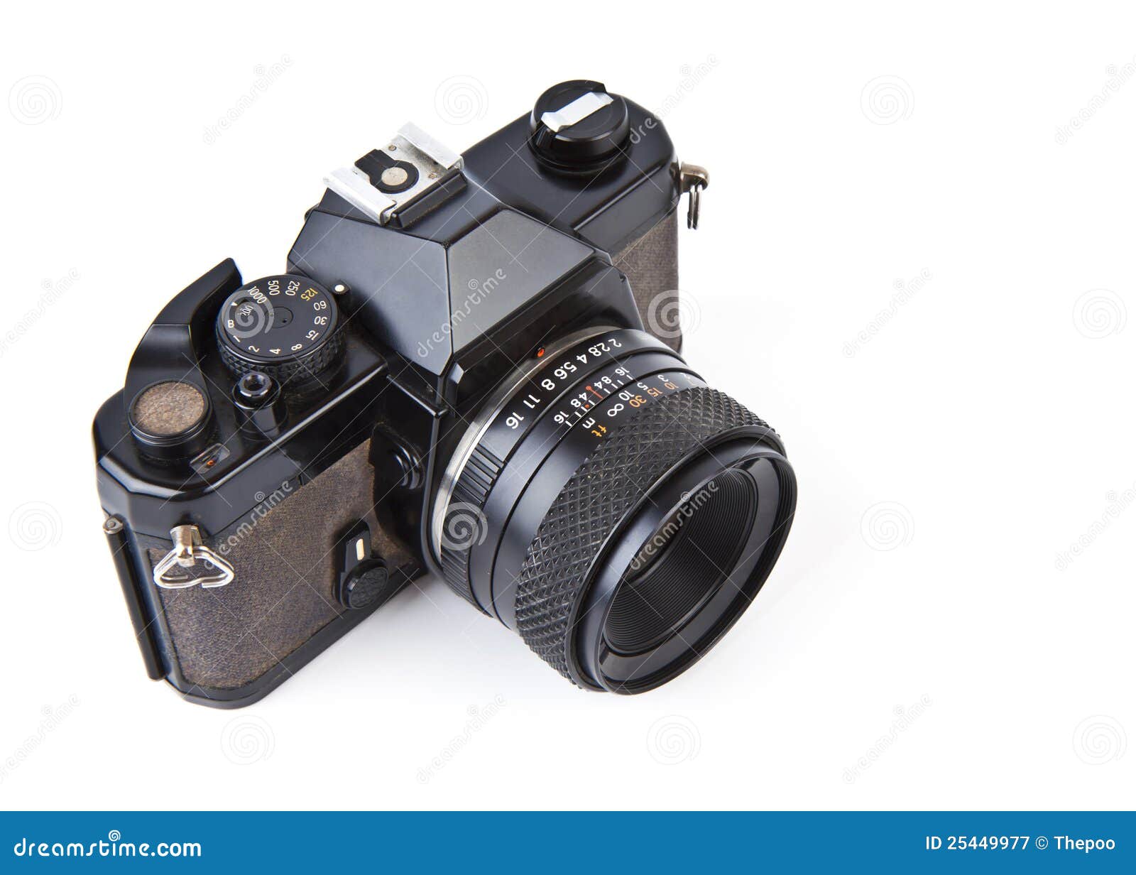 Old film camera with lens stock image. Image of metal 25449977