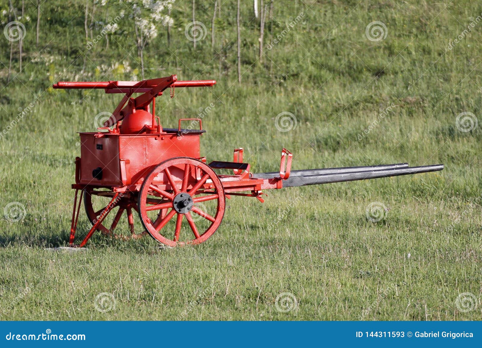 The Old Fire Pump Used in the Past by Firefighters Stock Image Image