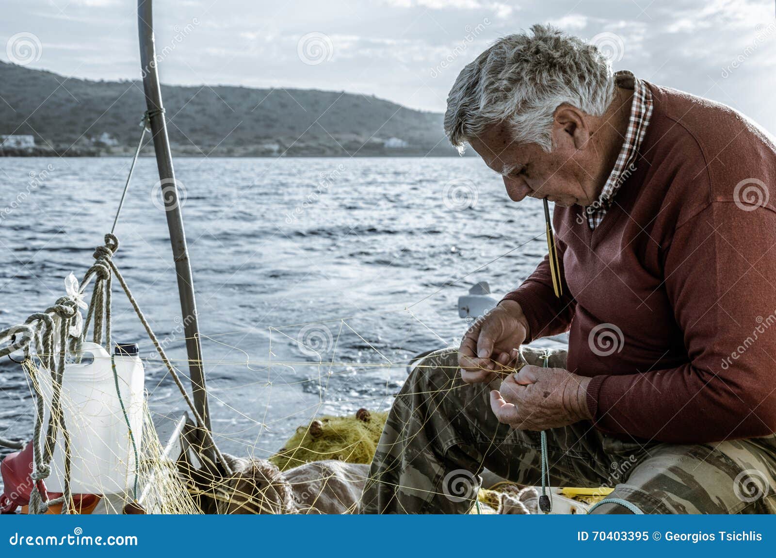 The old fisherman editorial image. Image of outdoors 