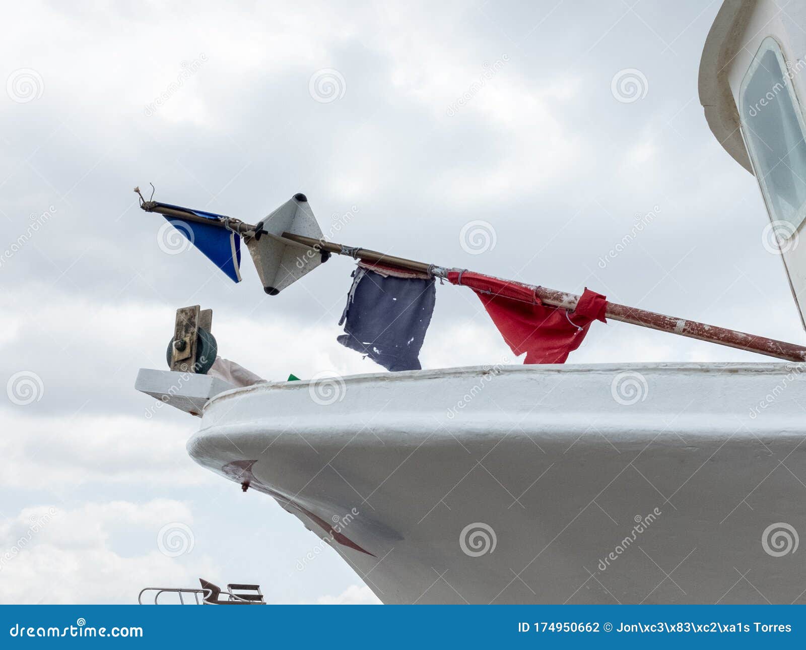 Colorful Flags on Fishing Boats Stock Photo - Image of coast