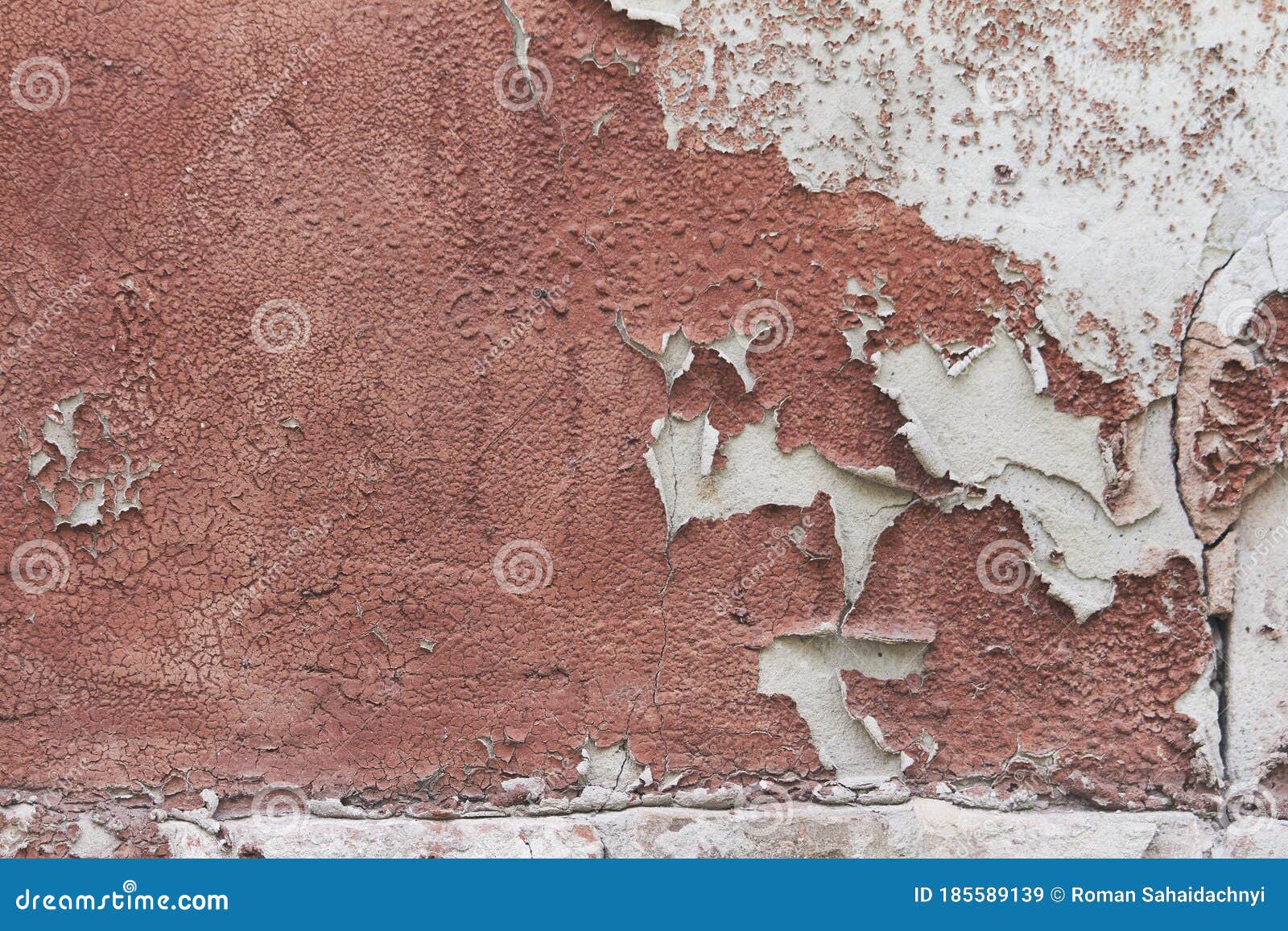 Old Flaky Cracked Paint on Gray Wall, Old Paint Background, Selective