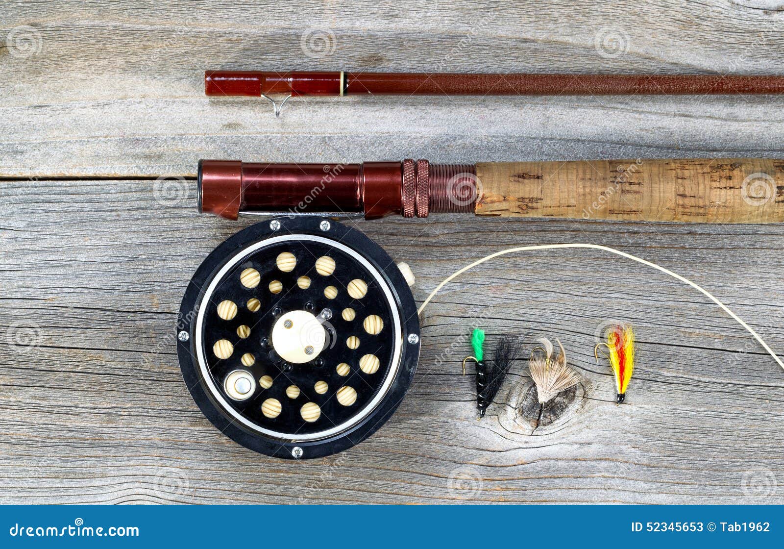 Old Fly Reel and Rod on Rustic Wood Stock Image - Image of trout,  equipment: 52345653