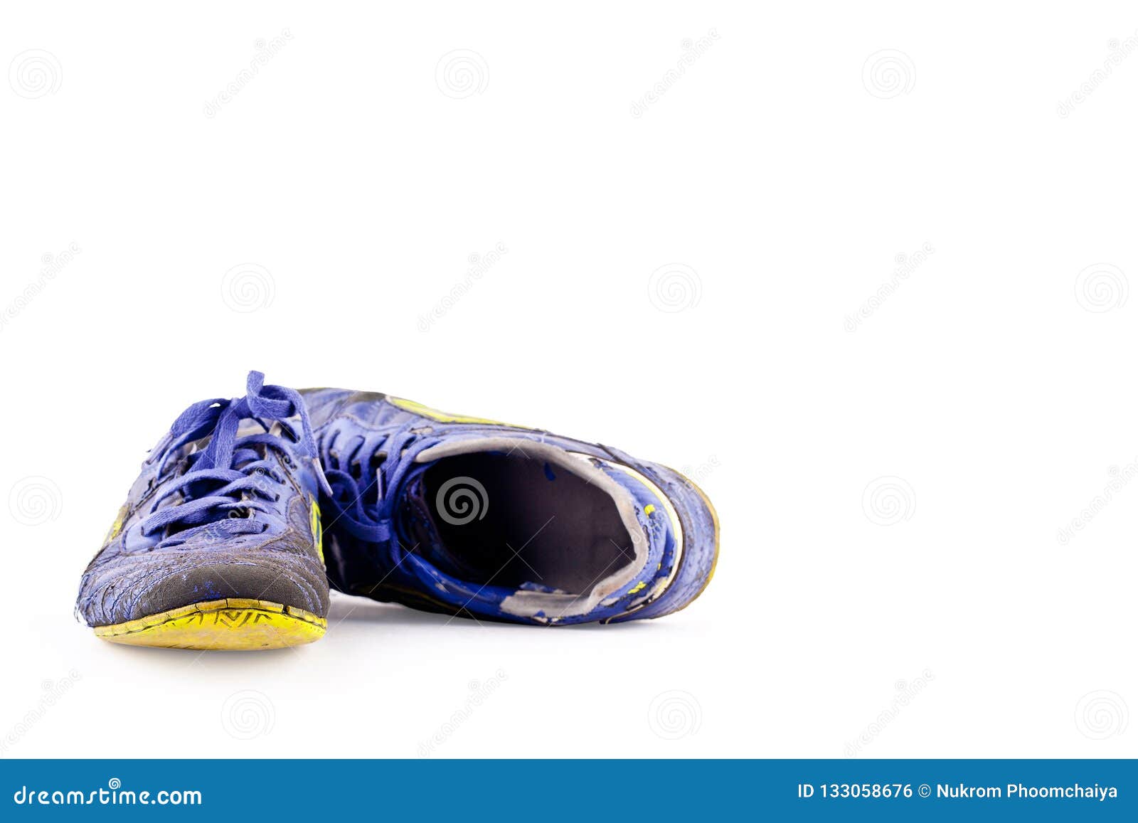 Old Football Shoes Damaged on White Background Futsal Sportware Object ...