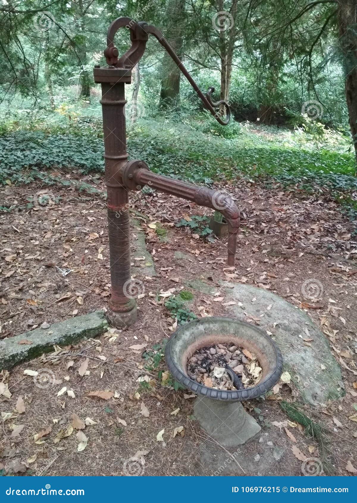 old fount in a garden