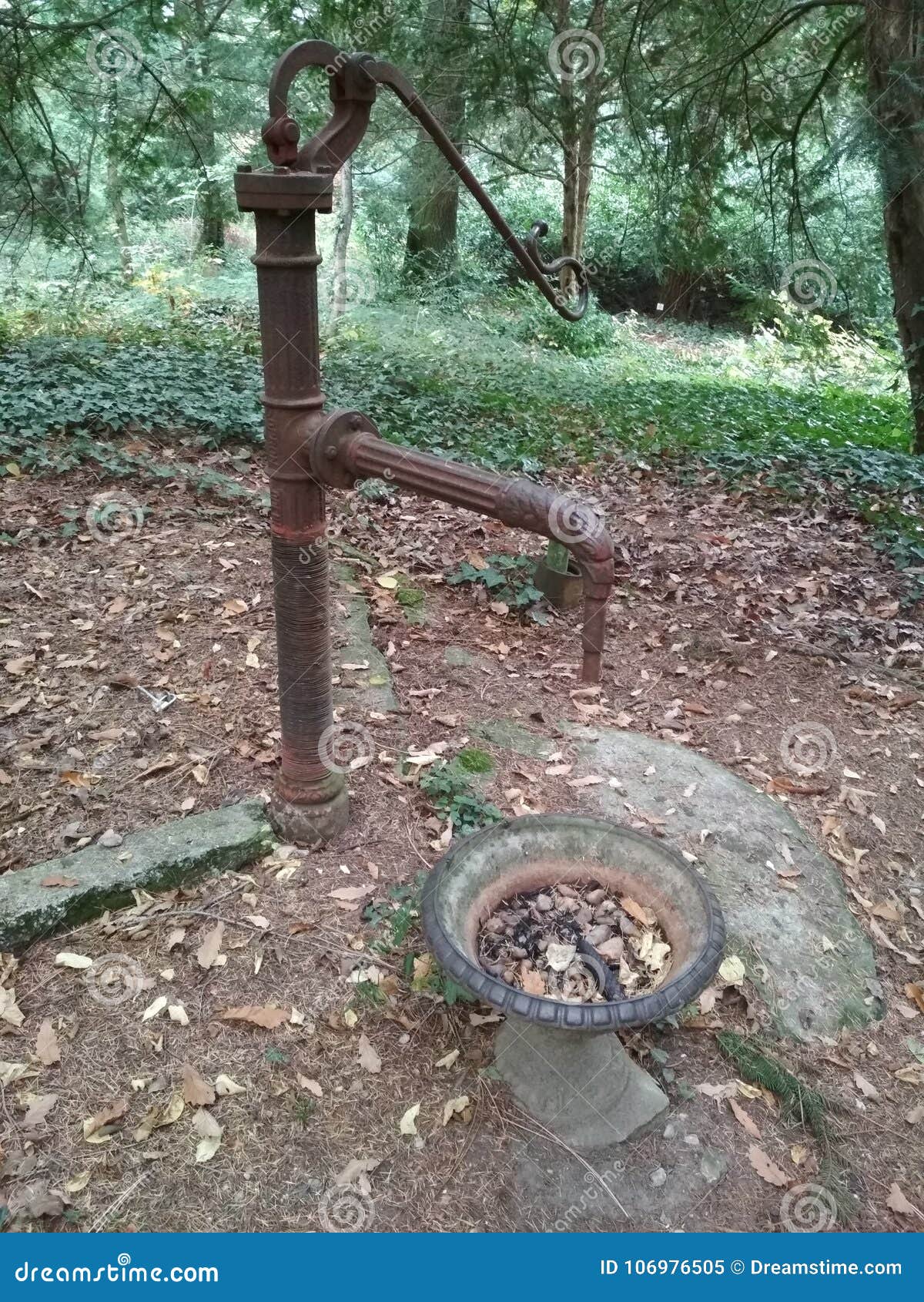 old fount in a garden