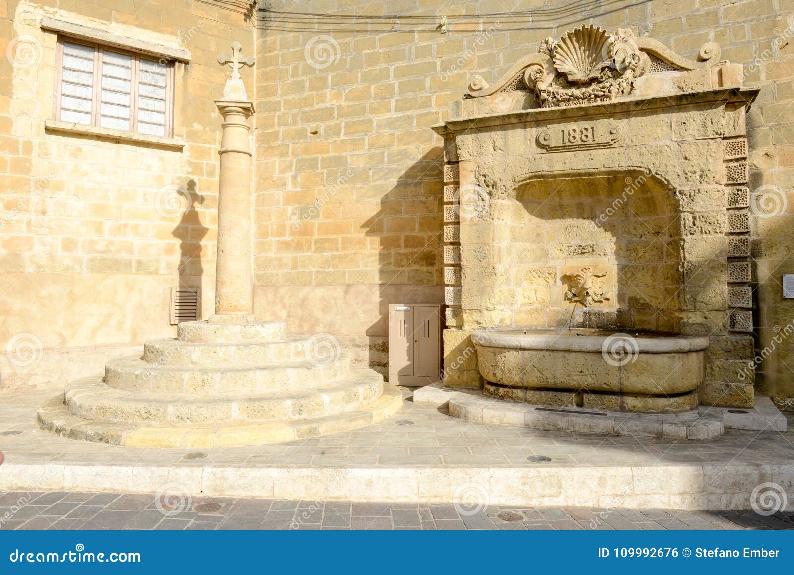 Old Fountain in Center of Victoria on Gozo Island Stock Photo - Image ...