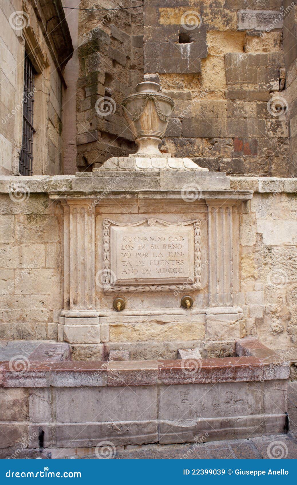 Old fountain in Leon. Old Renaissance fountain in Leon