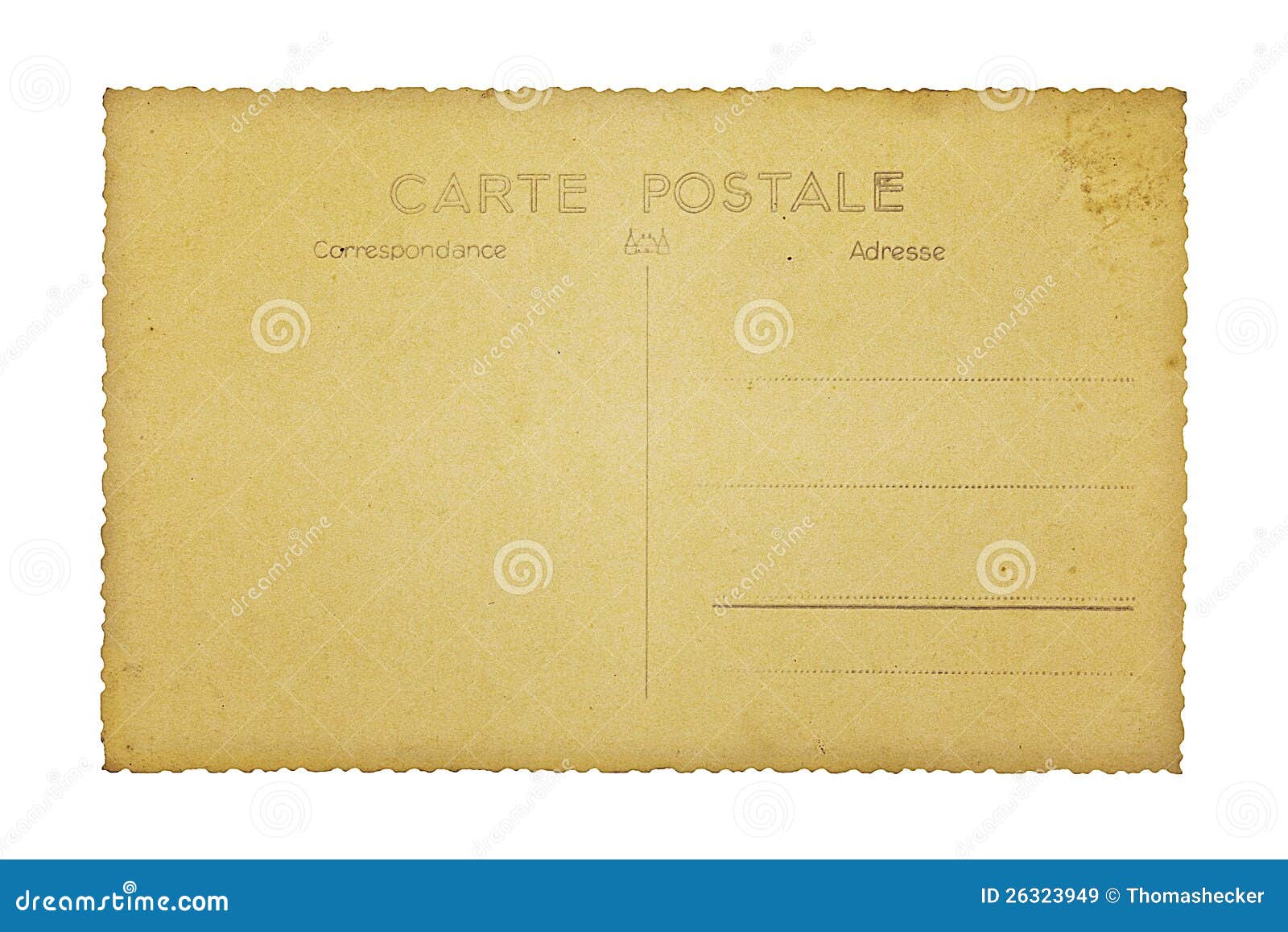 Old French Postcard, Isolated on White Stock Image Image of