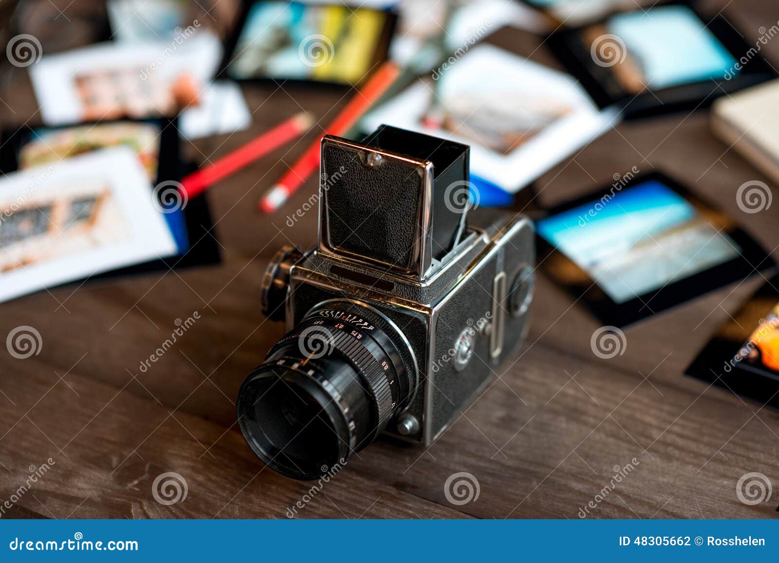 Old full frame film camera stock photo. Image of pencils 48305662