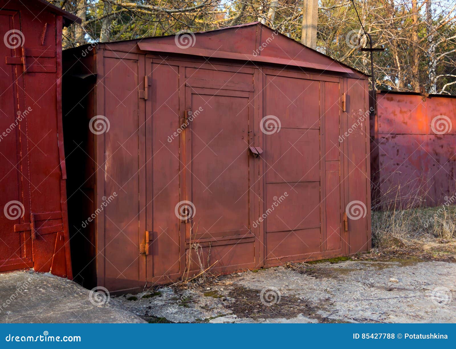 Old Garage Made of Metal Sheets and Profiles Stock Photo Image of