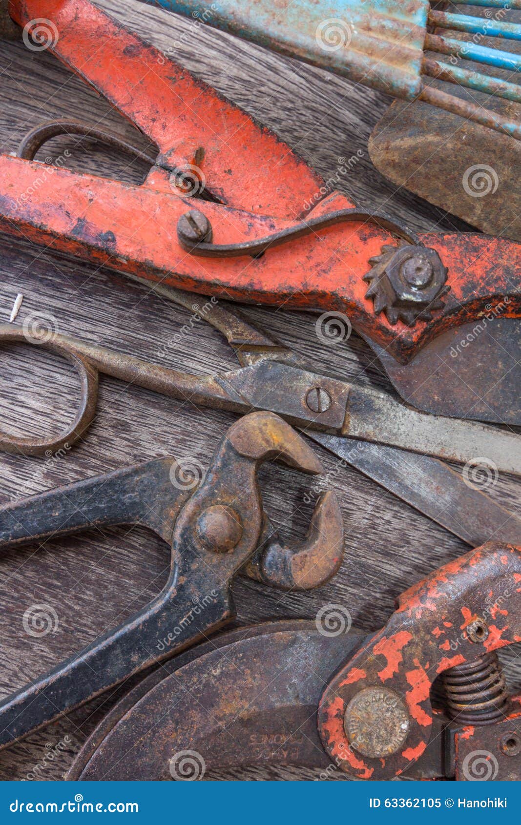 Old Gardening Tools Closeup - Vintage Tool Collection Stock Image ...
