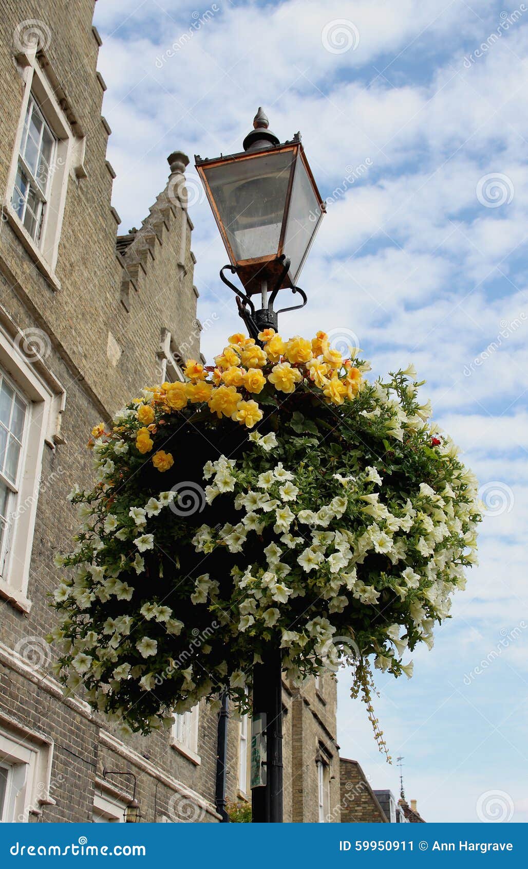 Old Gas Lamp Post with Flowers Stock Image Image of decorative