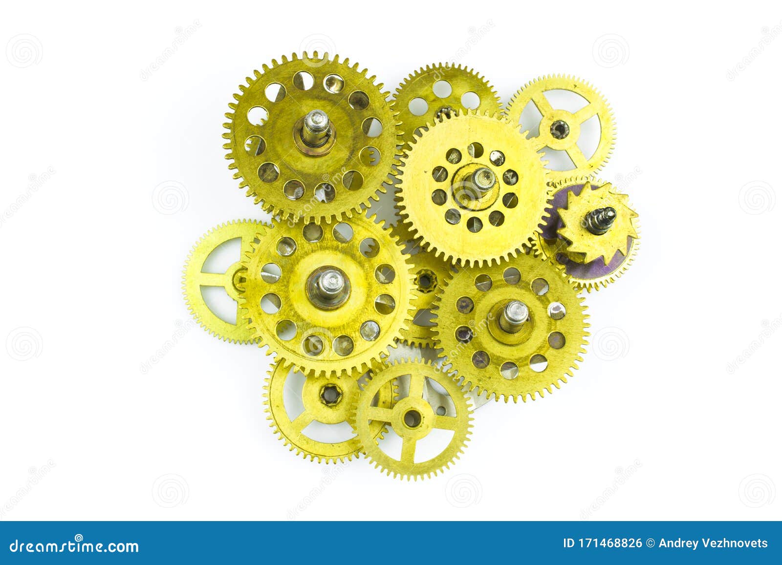 Old Gears Made of Bronze Isolated on a White Background Stock Photo Image of construction