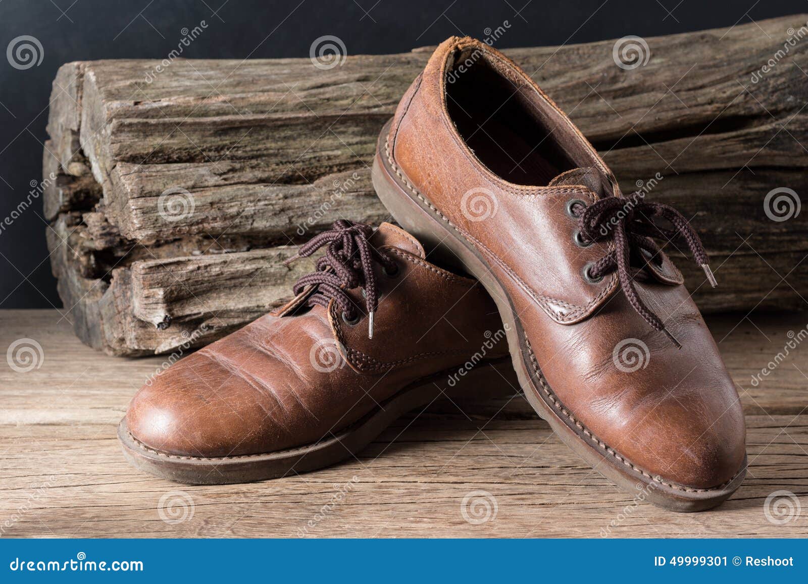 Old genuine leather shoes stock image. Image of worn - 49999301