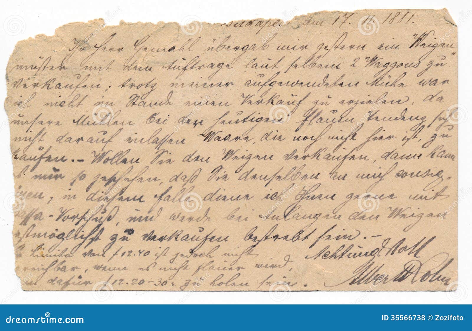 Old German Handwriting Circa 1881 Stock Photo Image of contract