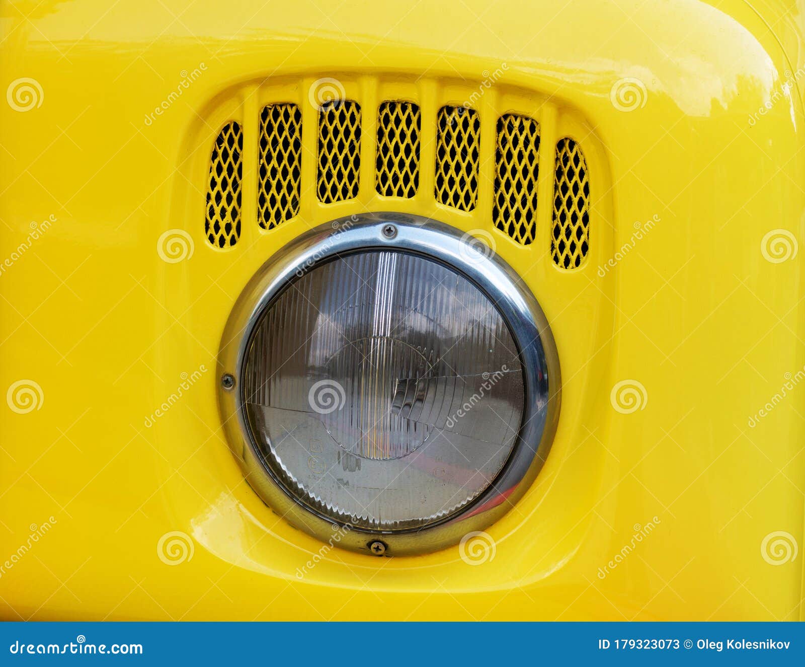 Old Glass Headlight of a Yellow Truck Stock Image Image of spherical, rusted 179323073
