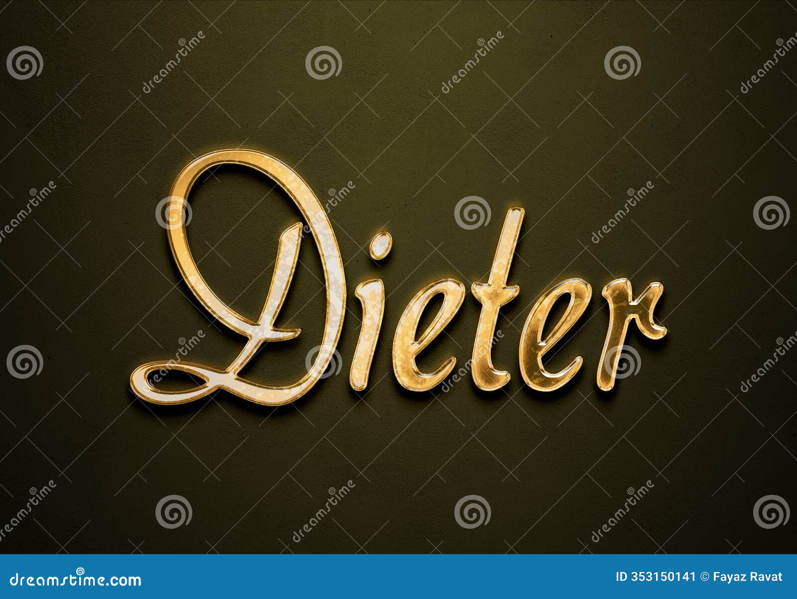 old gold text effect of name dieter with 3d glossy style mockup.
