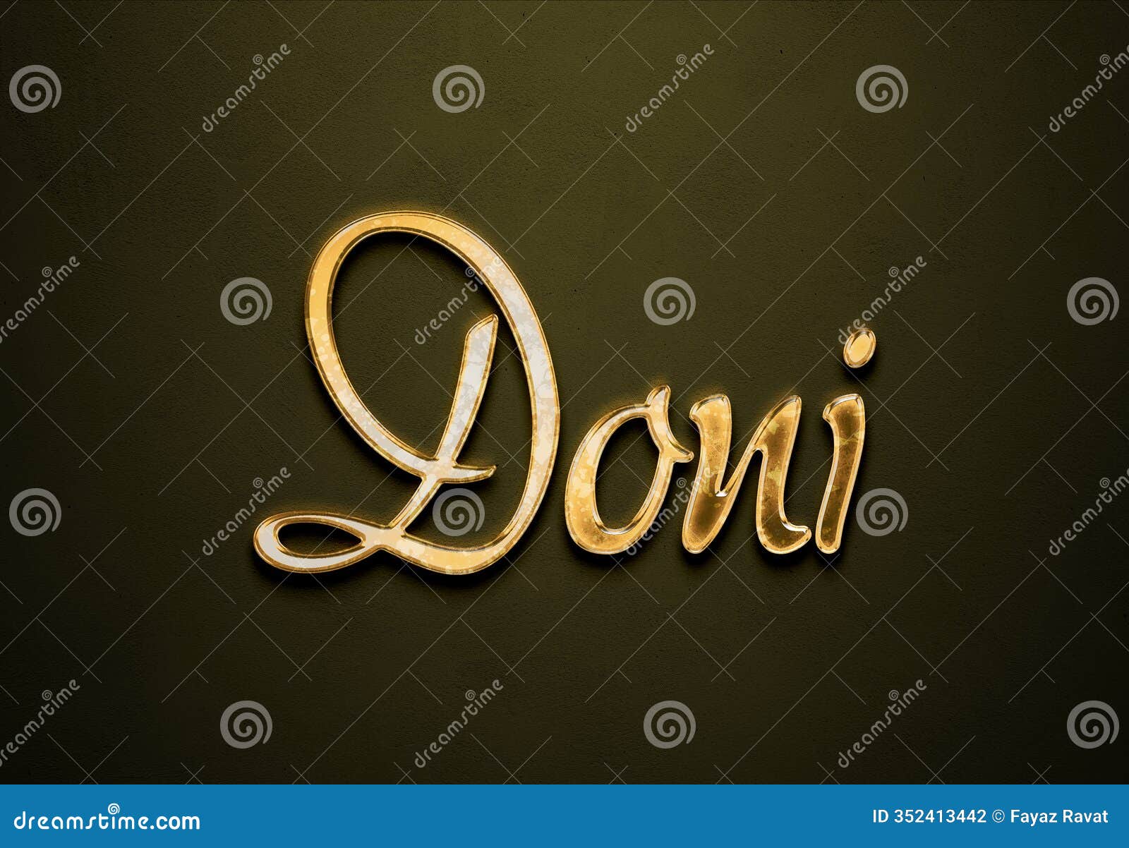 old gold text effect of name doni with 3d glossy style mockup.