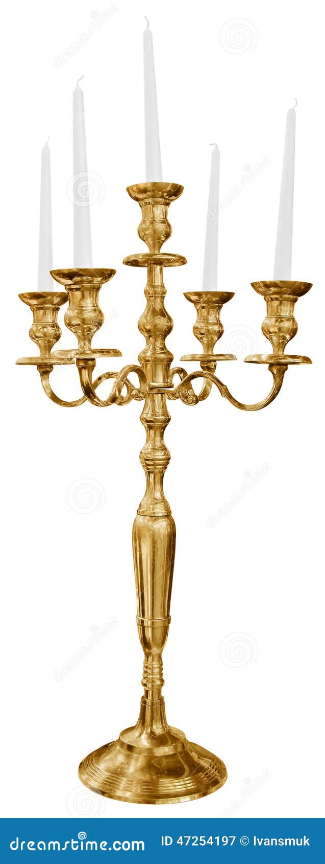Old golden candlestick stock image. Image of lamp, cutout 47254197