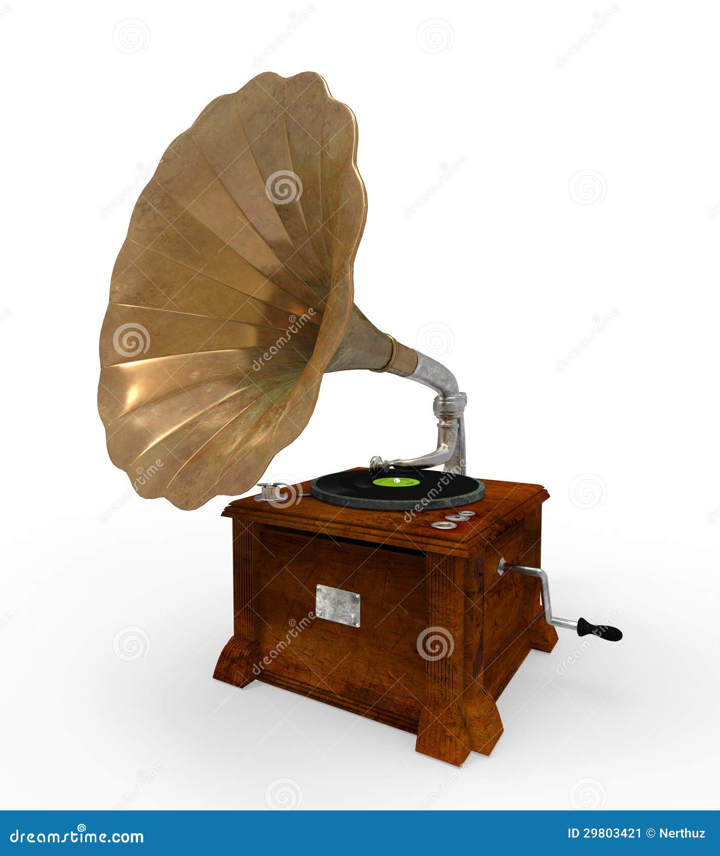 Old Gramophone with Horn Speaker Stock Illustration Illustration of