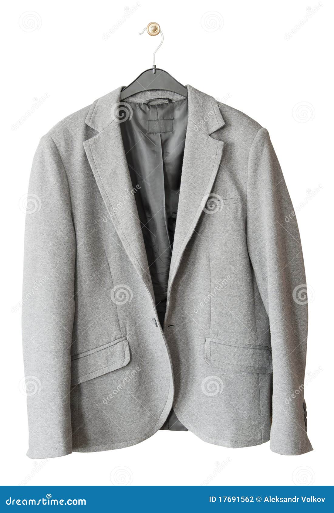 The Old Gray Jacket Hangs on a Hanger Stock Photo Image of denim