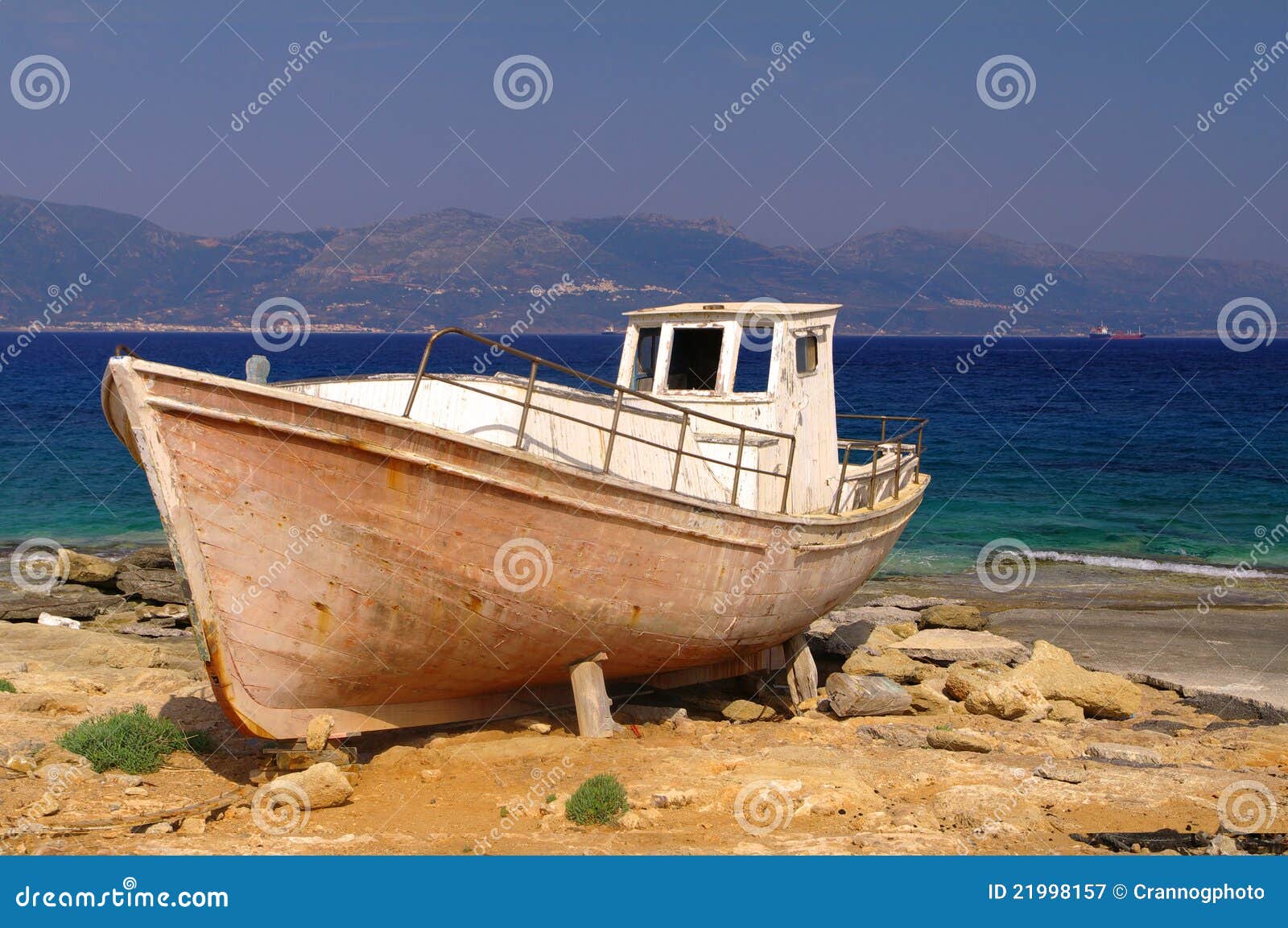 Old Greek Fishing Boat, Elafonisos Island Stock Image 