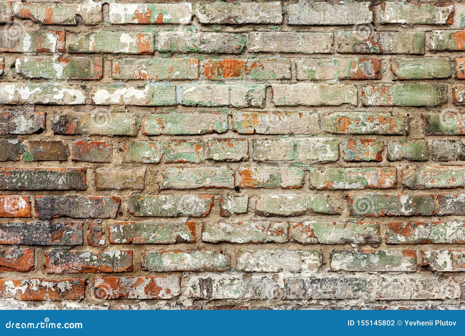 Old Green Brick Wall Rustic Texture Design Background