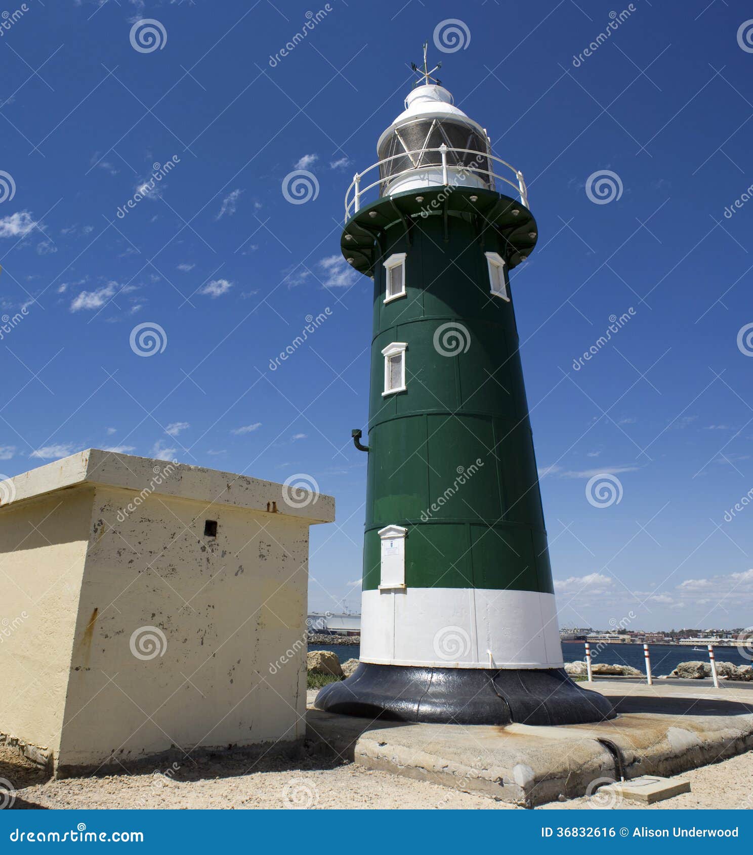 old green lighthouse at fremantle western australia