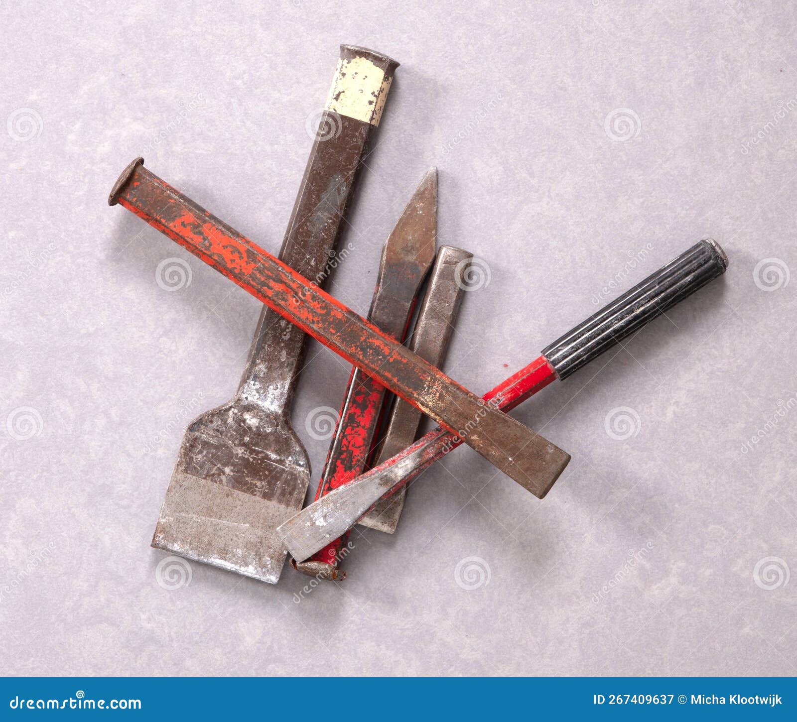 Old Grungy Chisels for Stone Works Stock Image Image of work, orange