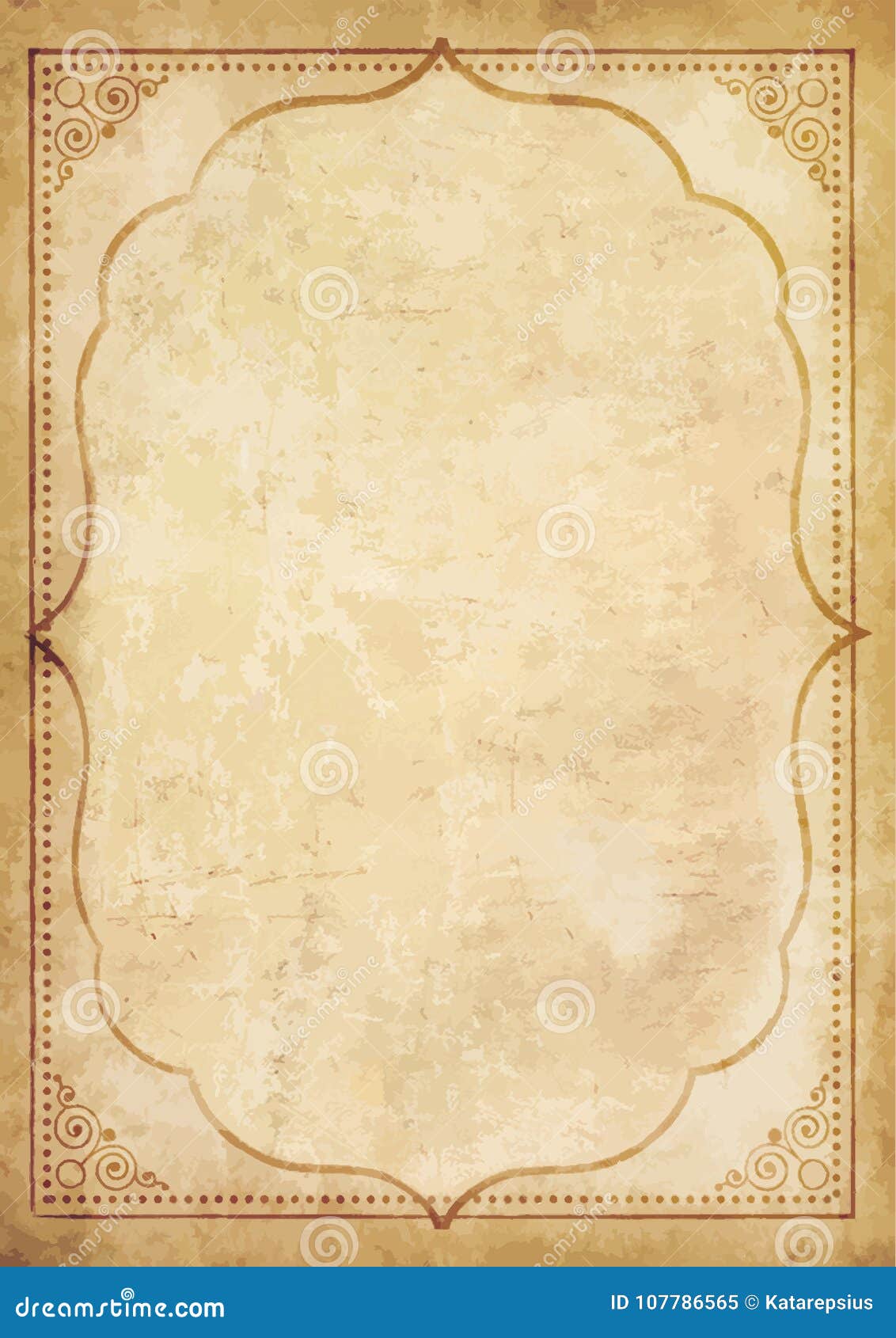 Old Grungy Vintage Paper Blank With Curly Oriental Frame Ornament Stock Vector Illustration Of Diploma Framework 107786565