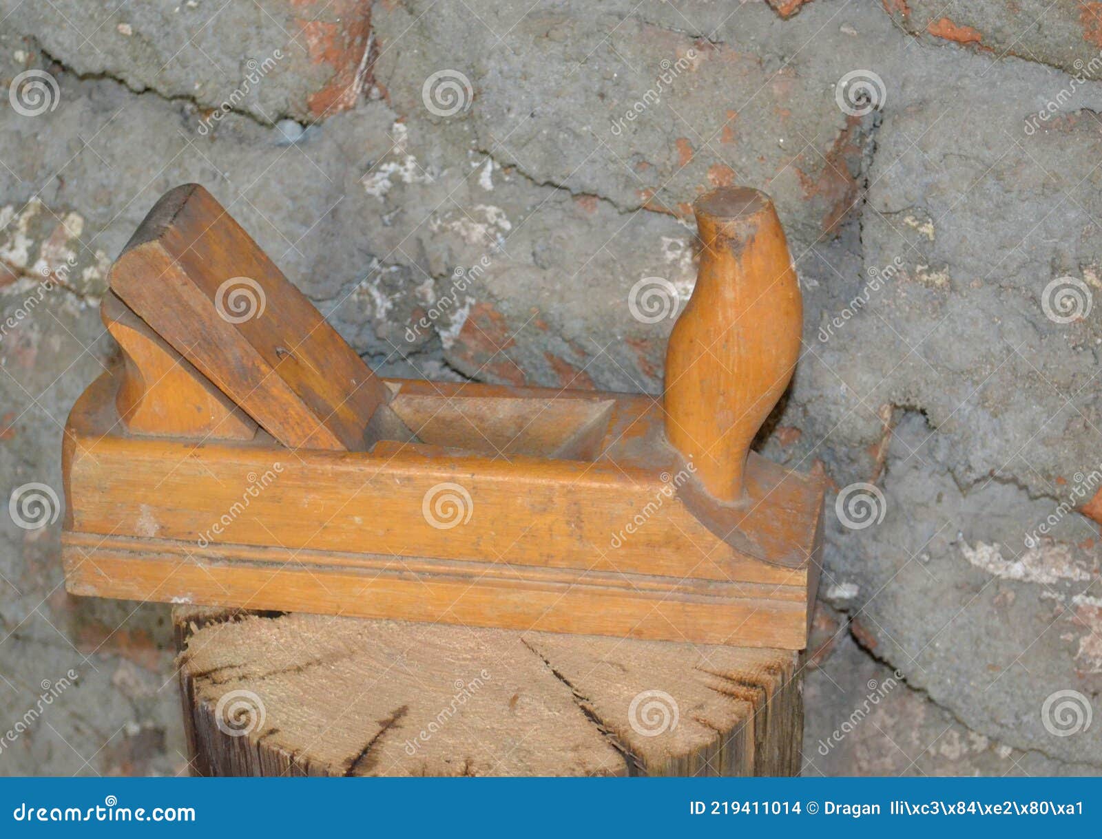 Old hand wood planer tool stock photo. Image of cement 219411014