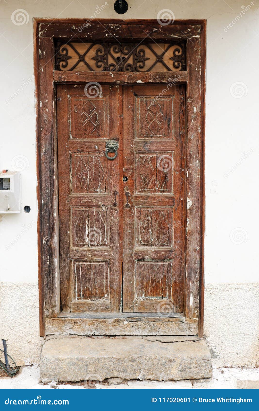 Old Handcrafted Wooden Door, Greece Stock Image - Image of detail ...