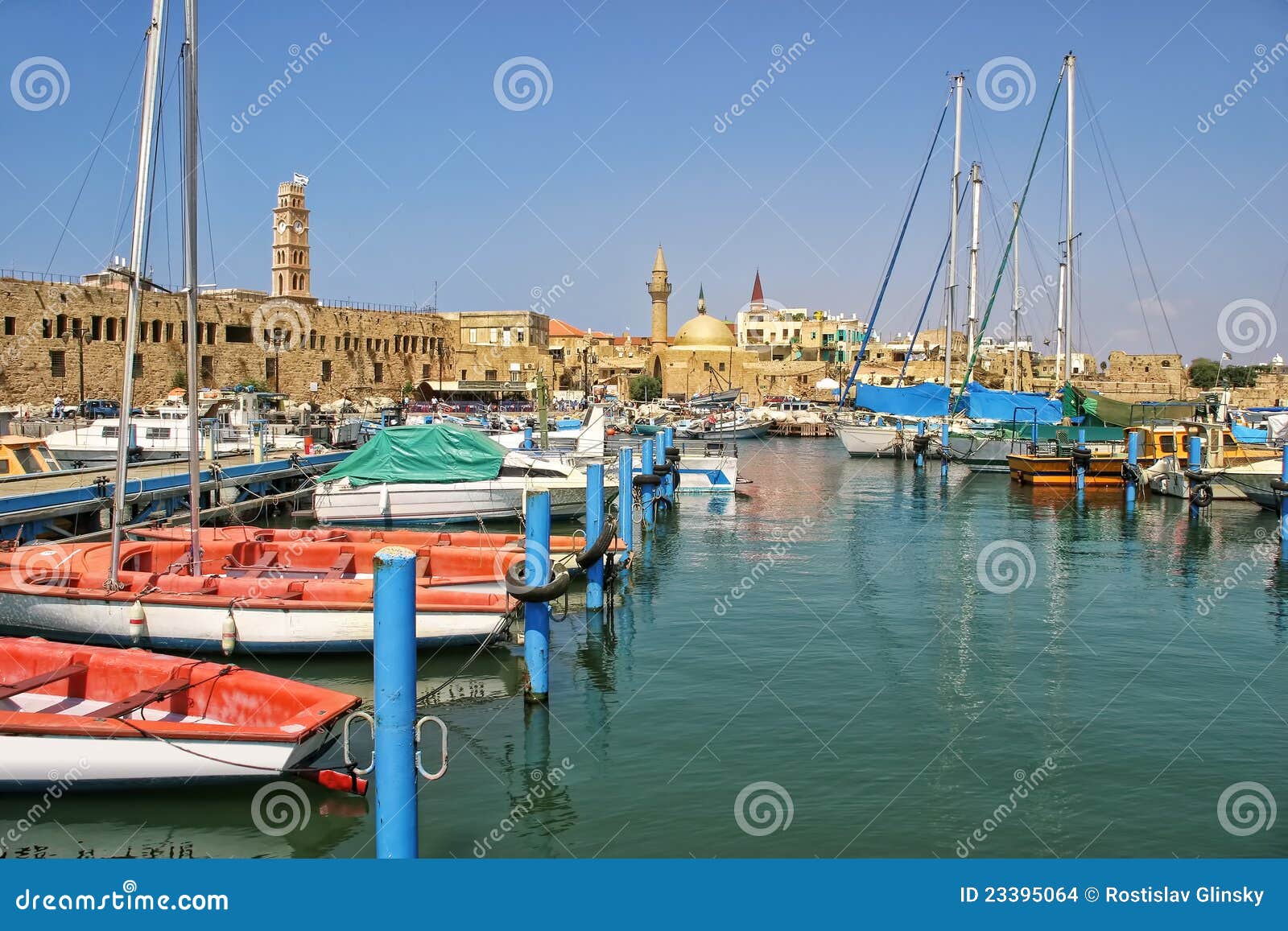 old harbor in acre, israel.