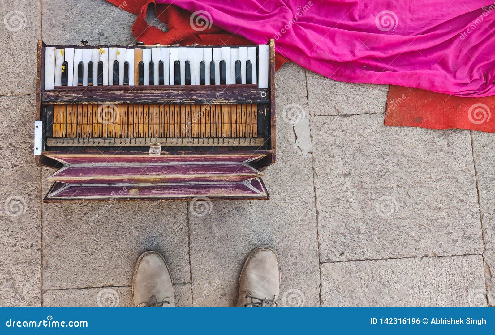 Old Harmonium with Bright Pink Silk Stock Photo Image of closeup, brown 142316196