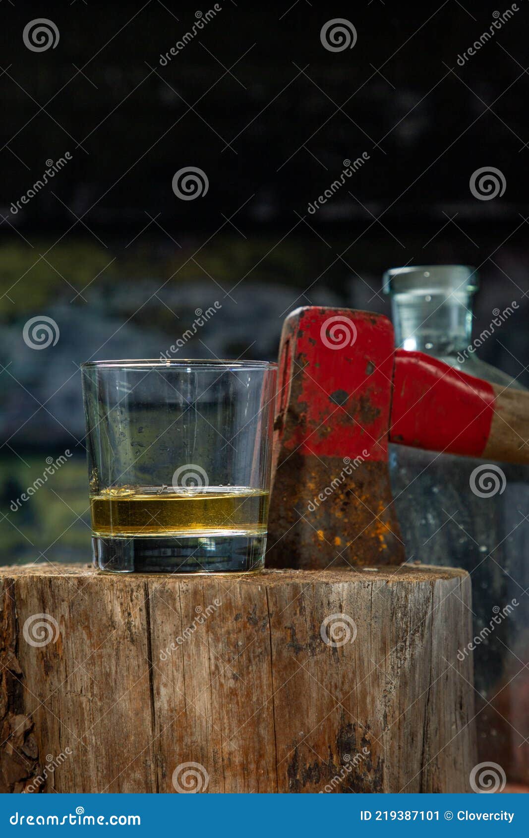 Old Hatchet in a Chopping Block Stock Image Image of chopping