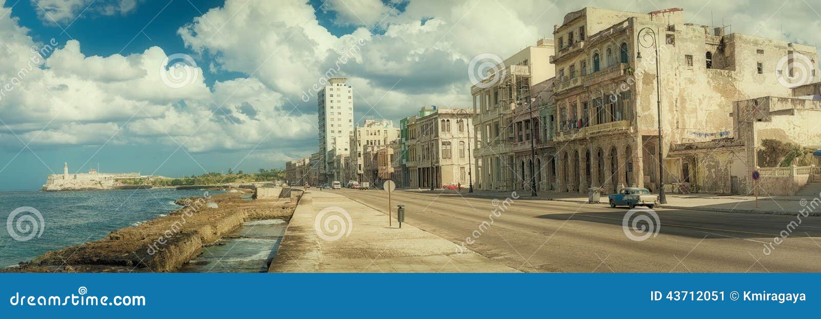 old havana with ancient buildings and el morro castle