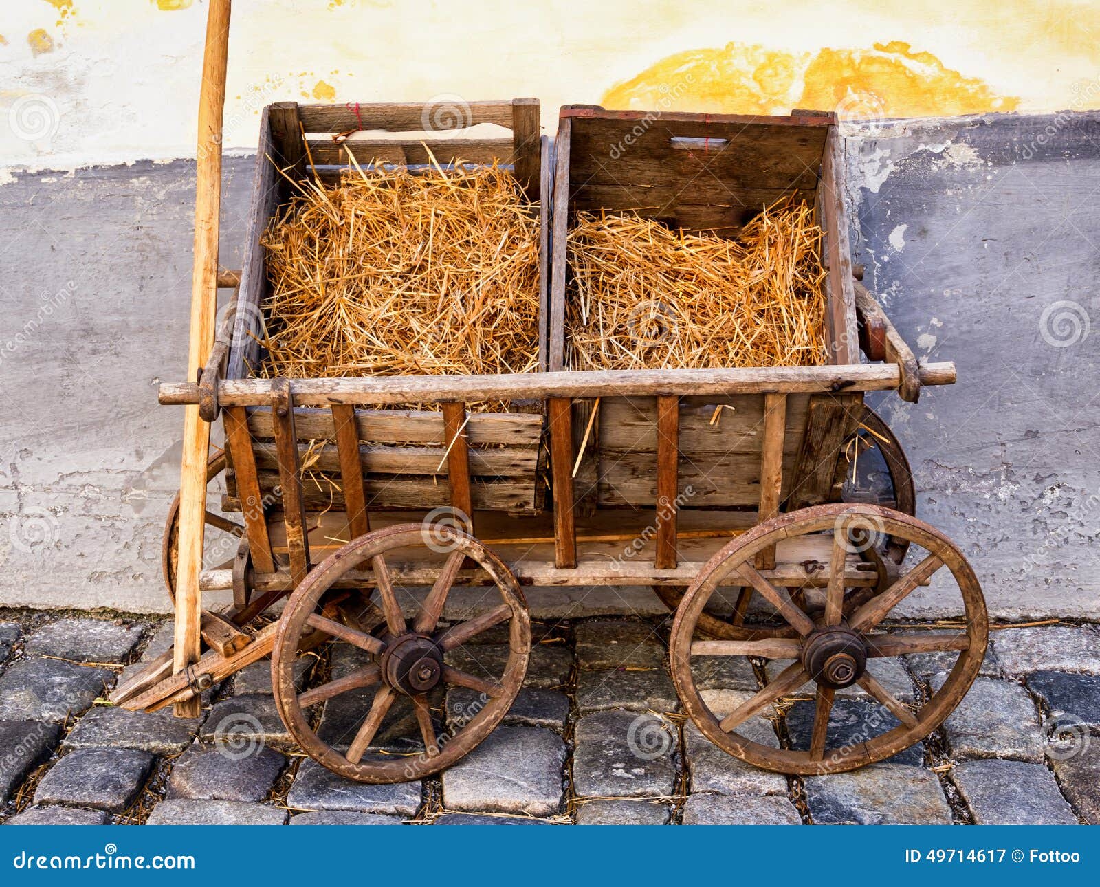 Old hay cart stock image. Image of timber, grass, brown 49714617
