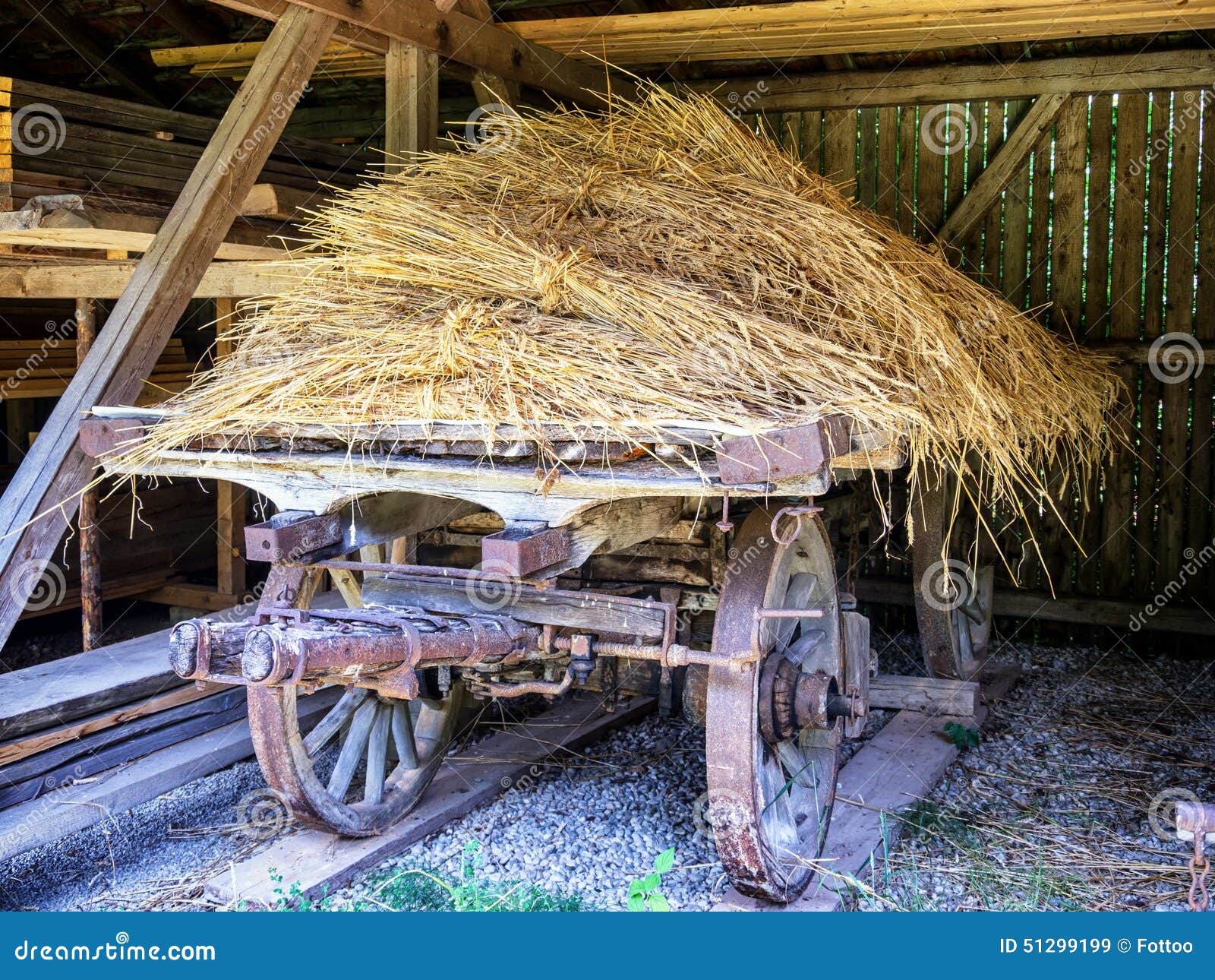 Old hay cart stock image. Image of green, push, ancient 51299199
