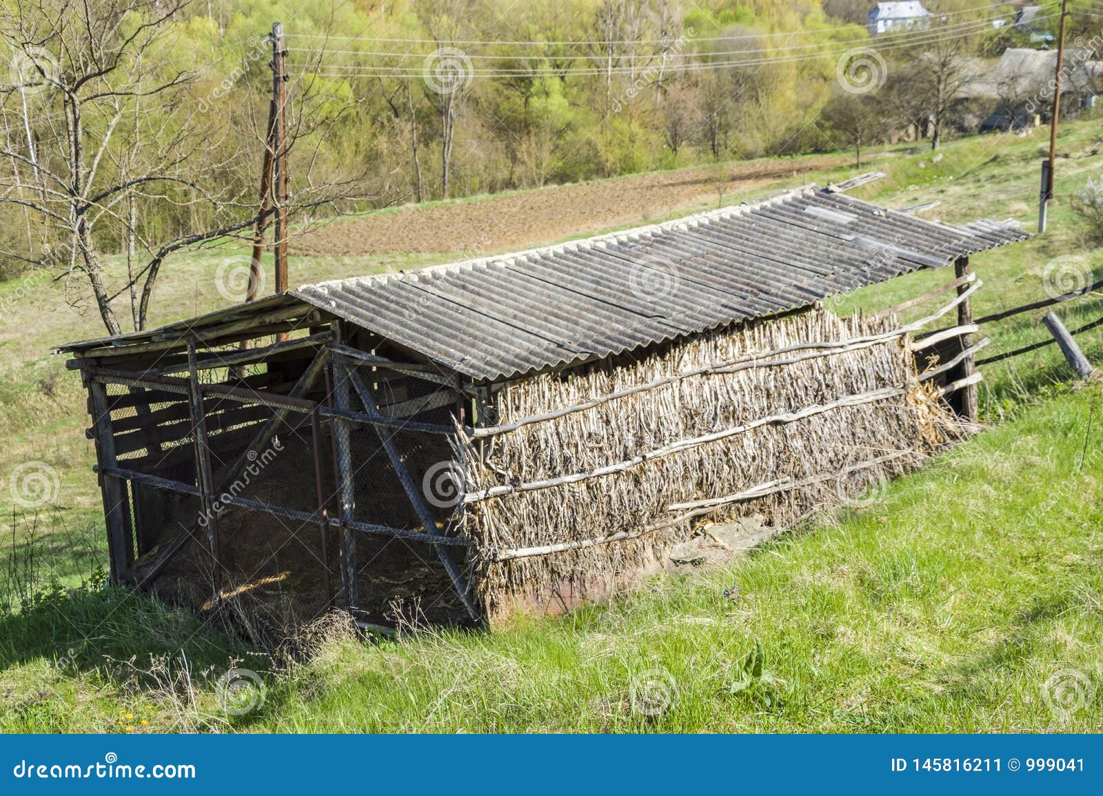 Old hay storage shed stock image. Image of architecture 