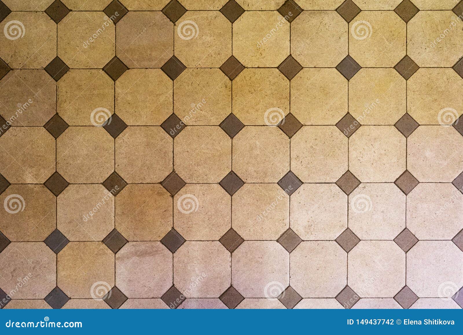 Old Hexagon Tile, Beige Tones. Stock Photo - Image of flooring