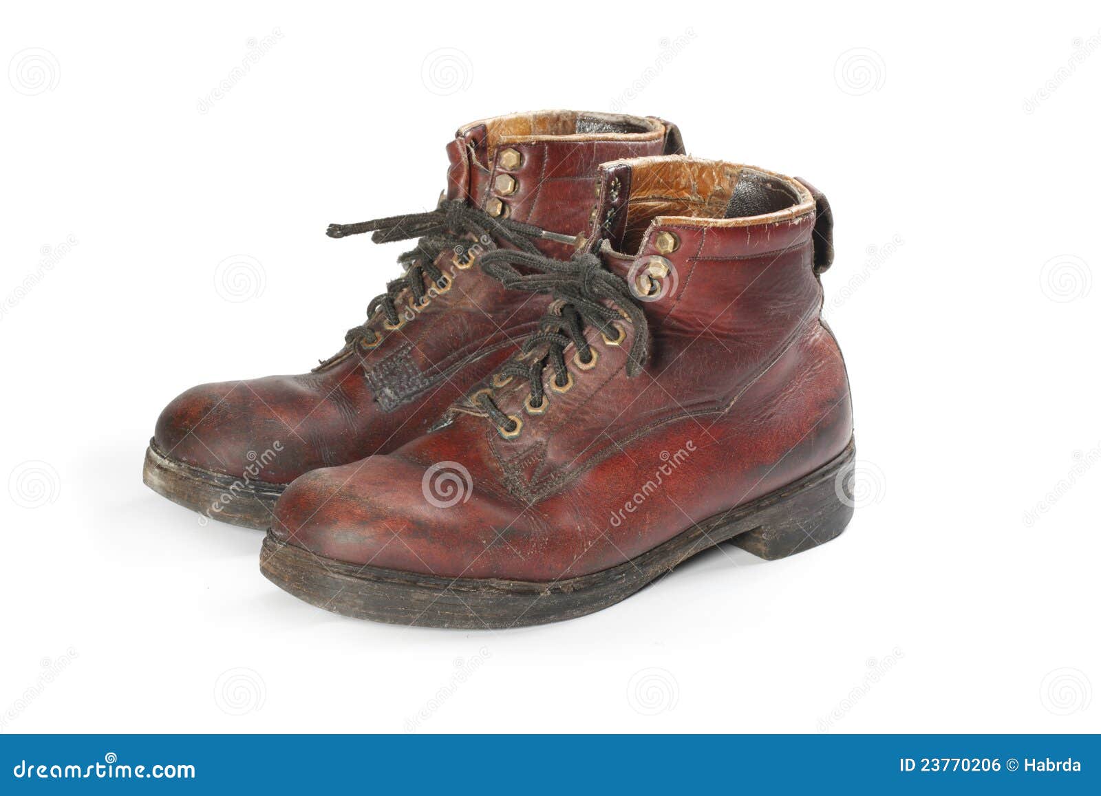 Old hiking boots on white stock photo. Image of boots 23770206