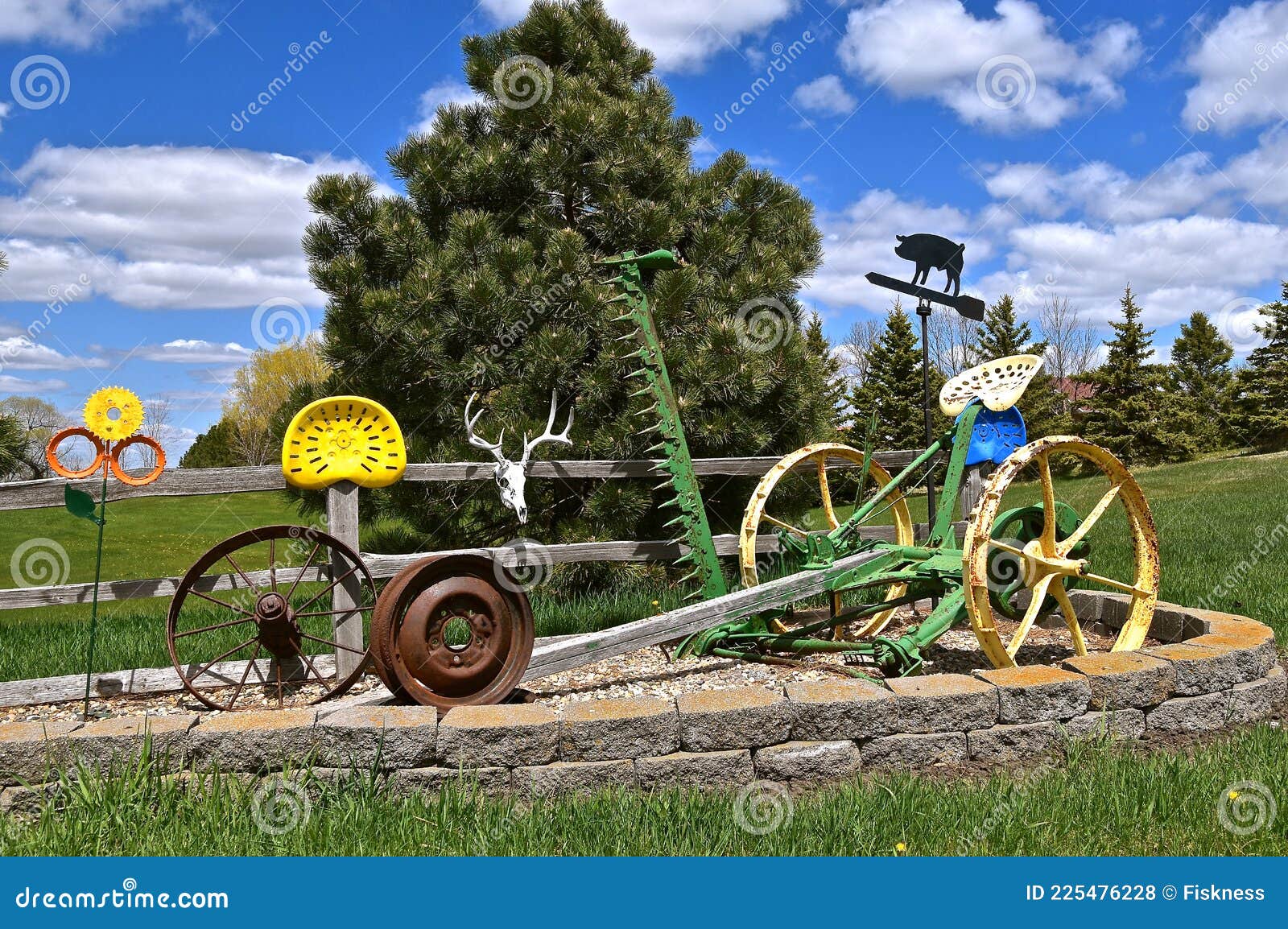 Horse Pulled Hay Mower Used a Yard Decoration Stock Photo Image of