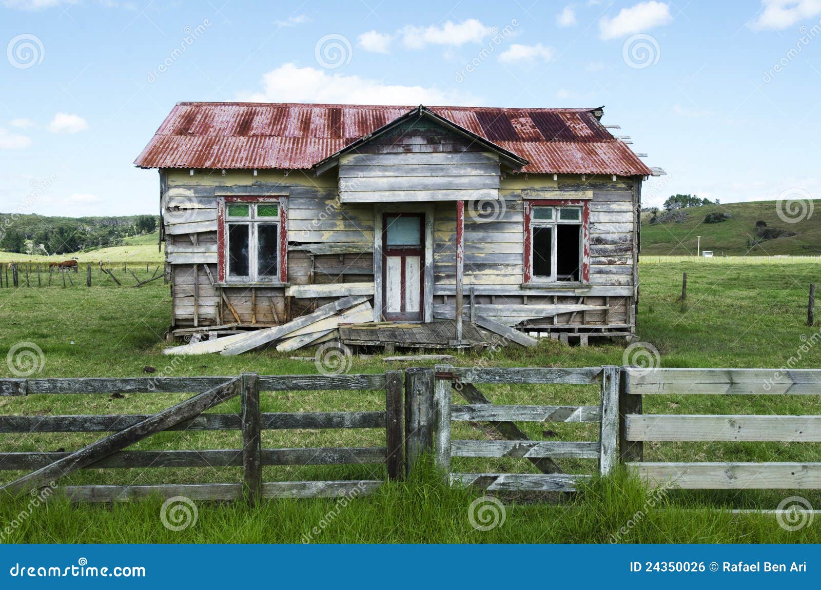 Old House. Old deserted wooden farm house.