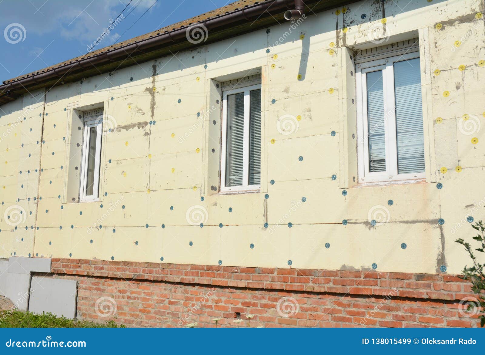 Old House Brick Wall Renovation With Facade Styrofoam