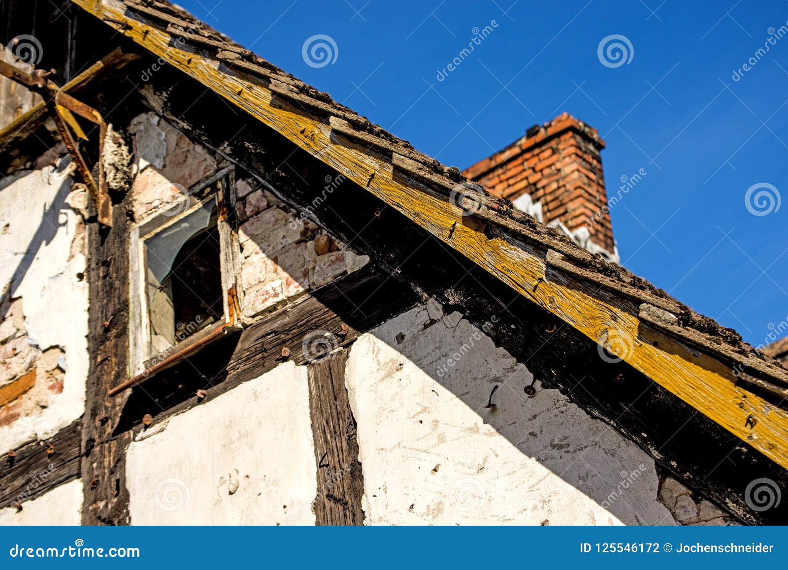 old house, frame house with damages